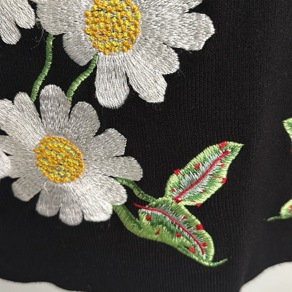 INC International Concepts Black Daisy/ Rose Embroidered Knit Dress, Size Small - Picture 12 of 14